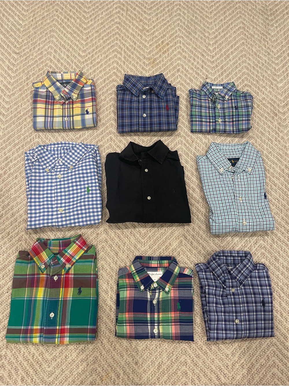 Ralph Lauren Assorted Plaid & Solid Button-Down Shirts - Multi Color Set